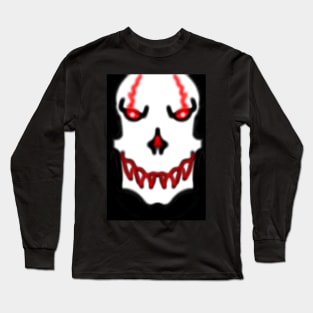 Red Blur Skull Graphic T Long Sleeve T-Shirt